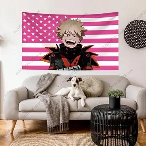 Anime Bakugo Katsuki Flags Cotton Linen Tapestry 2025 Design Funny Wall Decor for Bedrooms & Outdoor valentine's gift for bfwall decor flags