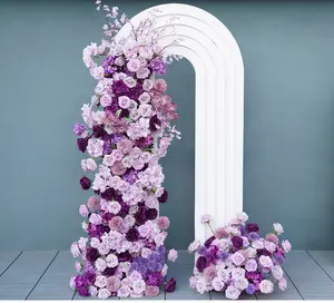 S-A7561 Purple Rose Pompom Hydrangea Wedding Backdrop KT Board Arch Decor Floral Arrangement Floor Flower