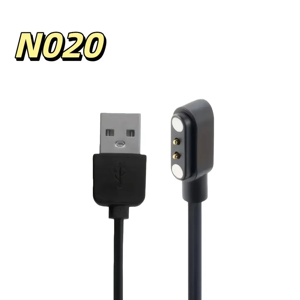 N020 Magnetic Smartwatch Charging Cable, 2-Pin USB Interface, Flat Anti-Tangle Design, Safe Magnetic Connection, Ideal for Smartwatches, Wearable Tech Accessories, Smartwatch Accessories