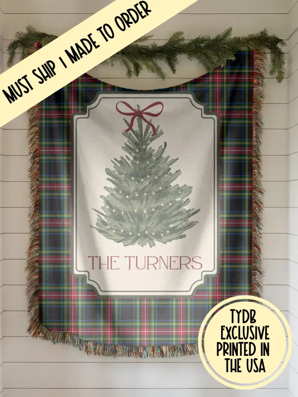 Custom Christmas Woven Blanket – Personalized Family Throw