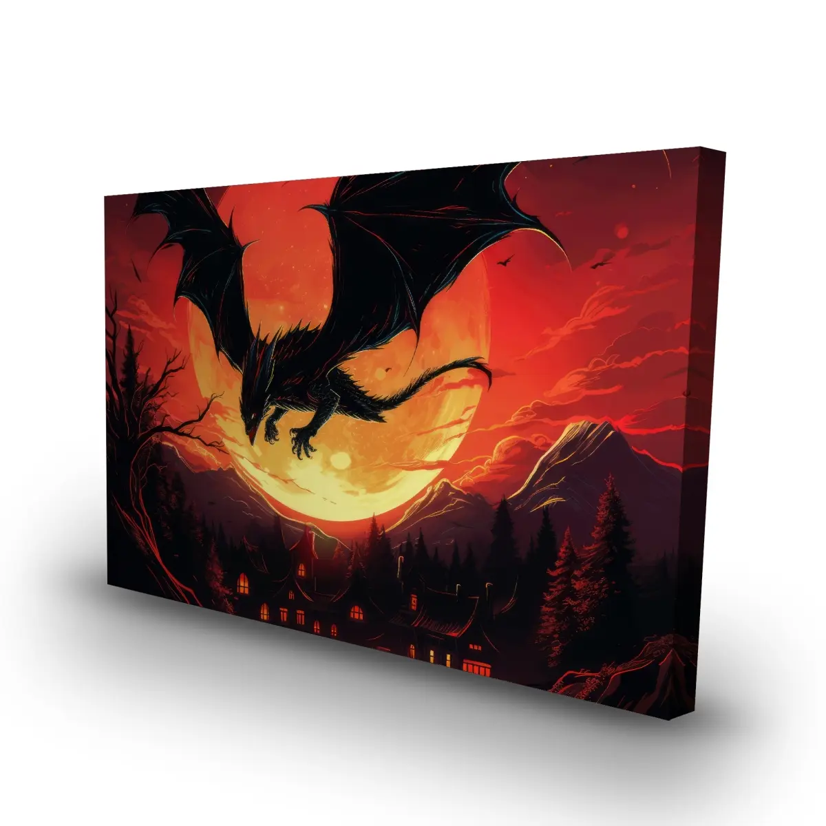 Pictorem C1RC24364W5TUH 24 x 36 in. The Dragons Wrath - Red Canvas Wall Art for Home Decor