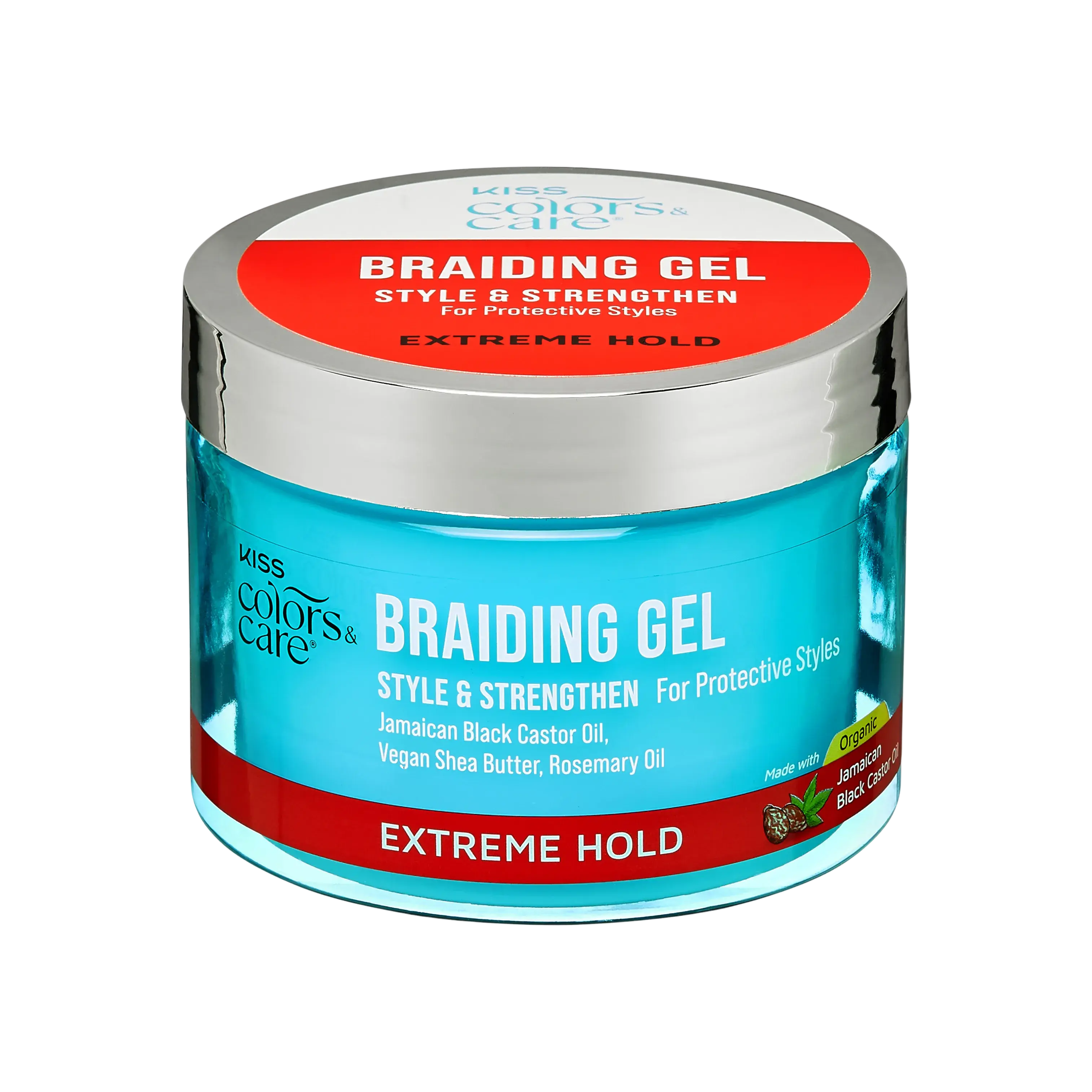 Kiss Colors & Care Braiding Gel | Extreme Hold, Braid Gel, Twist Gel, Style & Strengthen, 6 oz, Hair Care