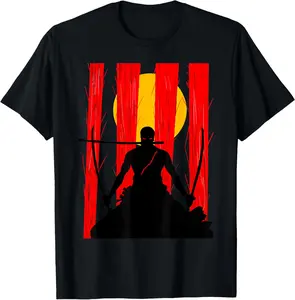 100%cotton Japanese Retro Art Zoro Anime Graphic T-Shirt