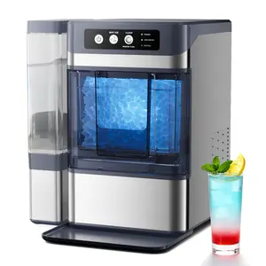 Countertop Ice Machine with 44 lbs. Capacity - Compact & Efficient Nugget Ice Maker with Transparent Window, Auto Self Cleaning Sonic Ice Maker for Home & Office Use