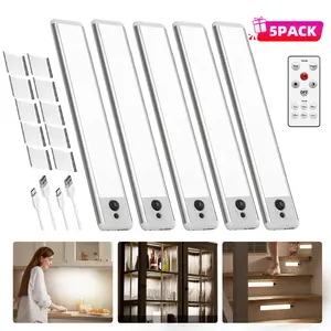 EZVALO Under Cabinet Lights with Remote, Motion Sensor Light Indoor, 1600mAh USB Rechargeable LED Closet Lights, Dimmable Magnetic Installation Lighting for Kitchen, Wardrobe, Cupboard, Pantry, Hallway, Garage, Stairs, Gift, Renter-Friendly