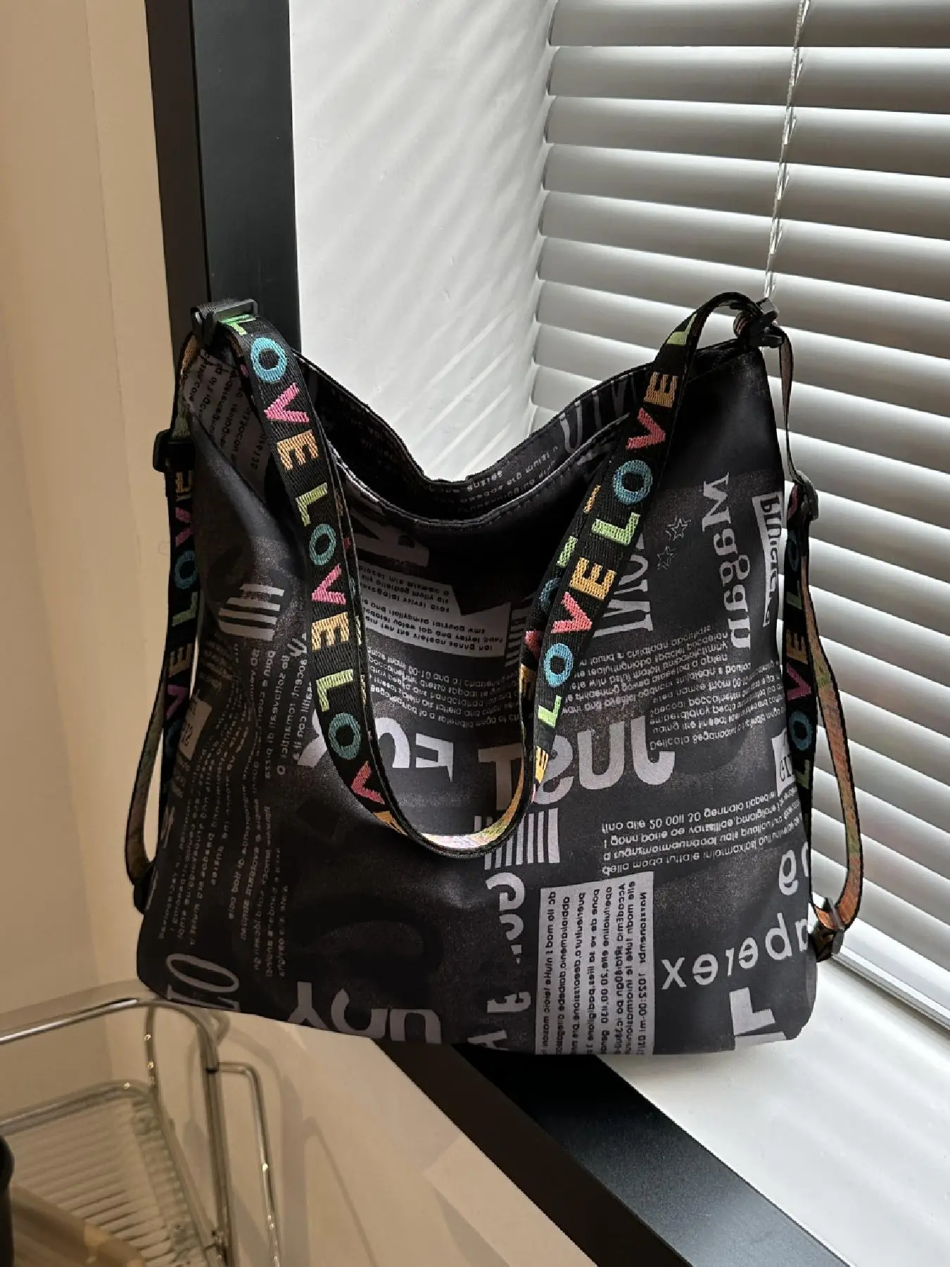 Fashion Spring Letter Pattern Tote Bag, Large Capacity Shoulder Bag for Commute Travel, Casual All-match Commuter Bag for Work & Daily Use, Daily Clo