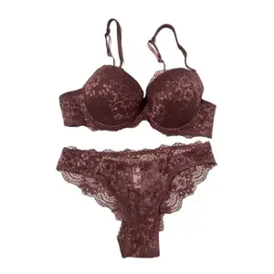 My Brown Lace Italian Lingerie Set - Elegant Bra and Thong Ensemble for Women