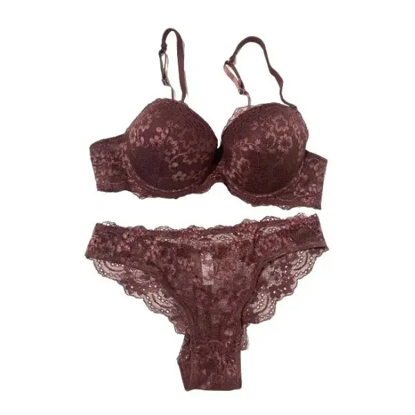 My Brown Lace Italian Lingerie Set - Elegant Bra and Thong Ensemble for Women