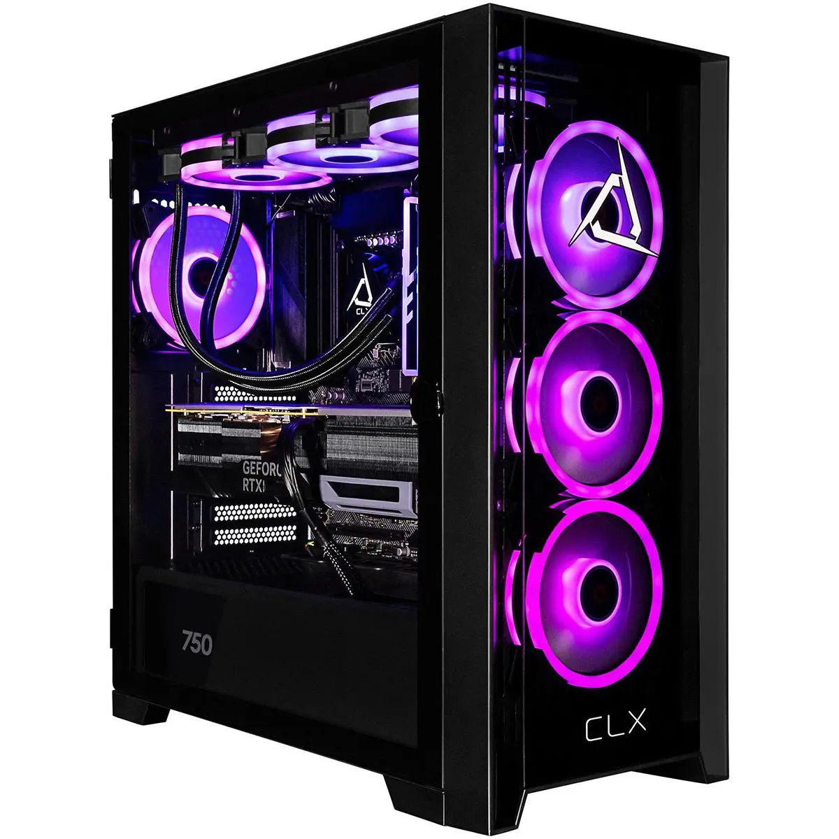 CLX SET Liquid Cooled Gaming Desktop Computer, AMD Ryzen 7 7800X3D 4.2GHz, 32GB RAM, 2TB SSD, NVIDIA GeForce RTX 5070 12GB, Windows 11 Home, Black