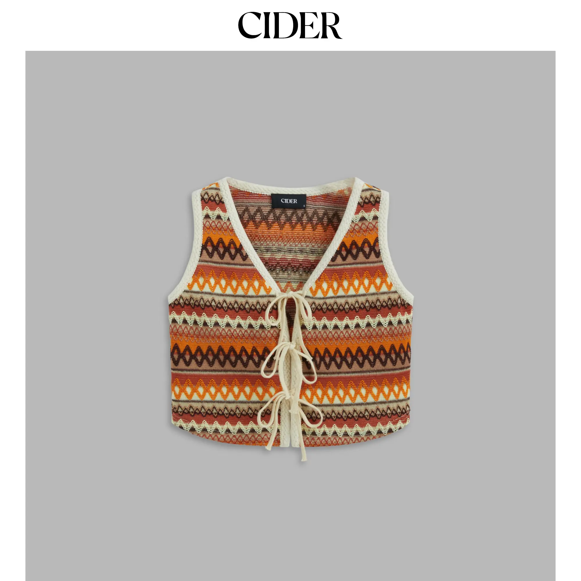 Cider [size 2-26] Woven V-neck Striped Knotted Vest