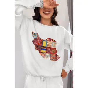 Iran Map with Rug Patterns Unisex Sweatshirt | Persian Cultural Map Sweater | Cozy Fleece Pullover | Gift for Him or Her