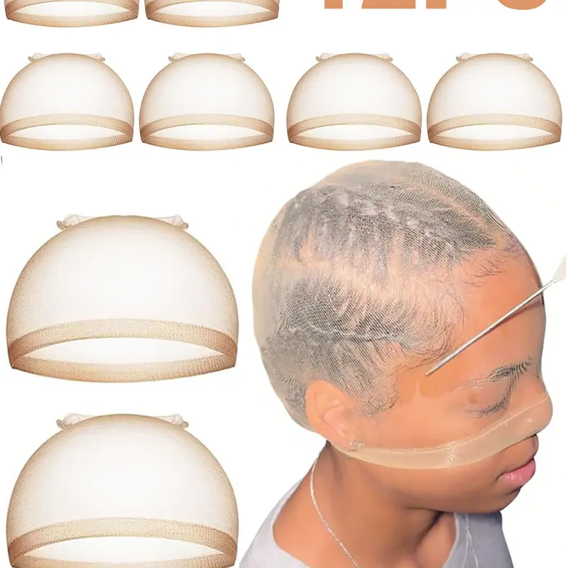 Transparent HD Wig Cap for Women, Adjustable Stretchy Nylon Wig Cap, Invisible Ultra-Thin Stretchy Stocking Caps for Lace Front Wigs