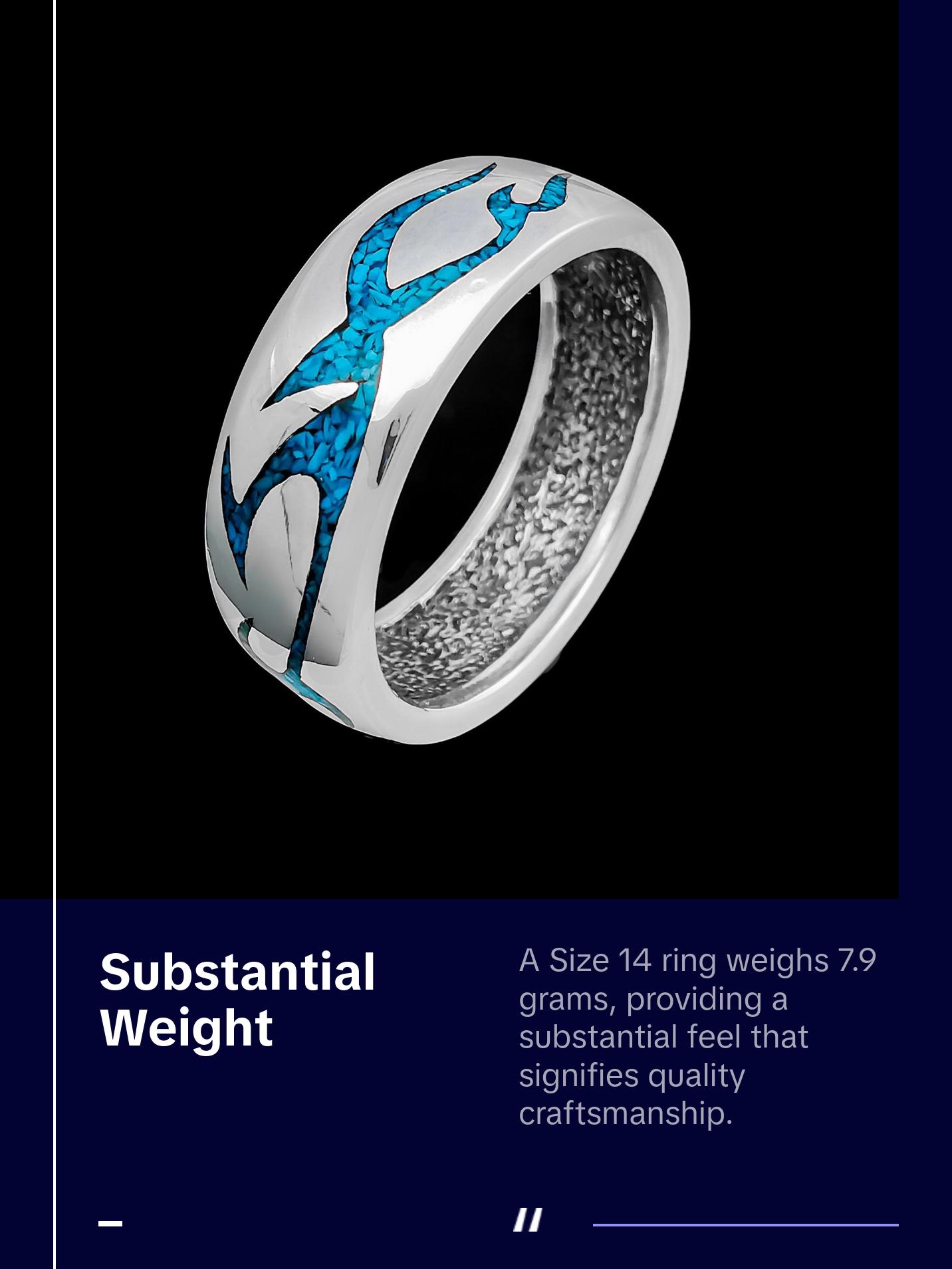 Flame Ring • 925 Sterling Silver • Tribal Design • Fire with Turquoise Accents