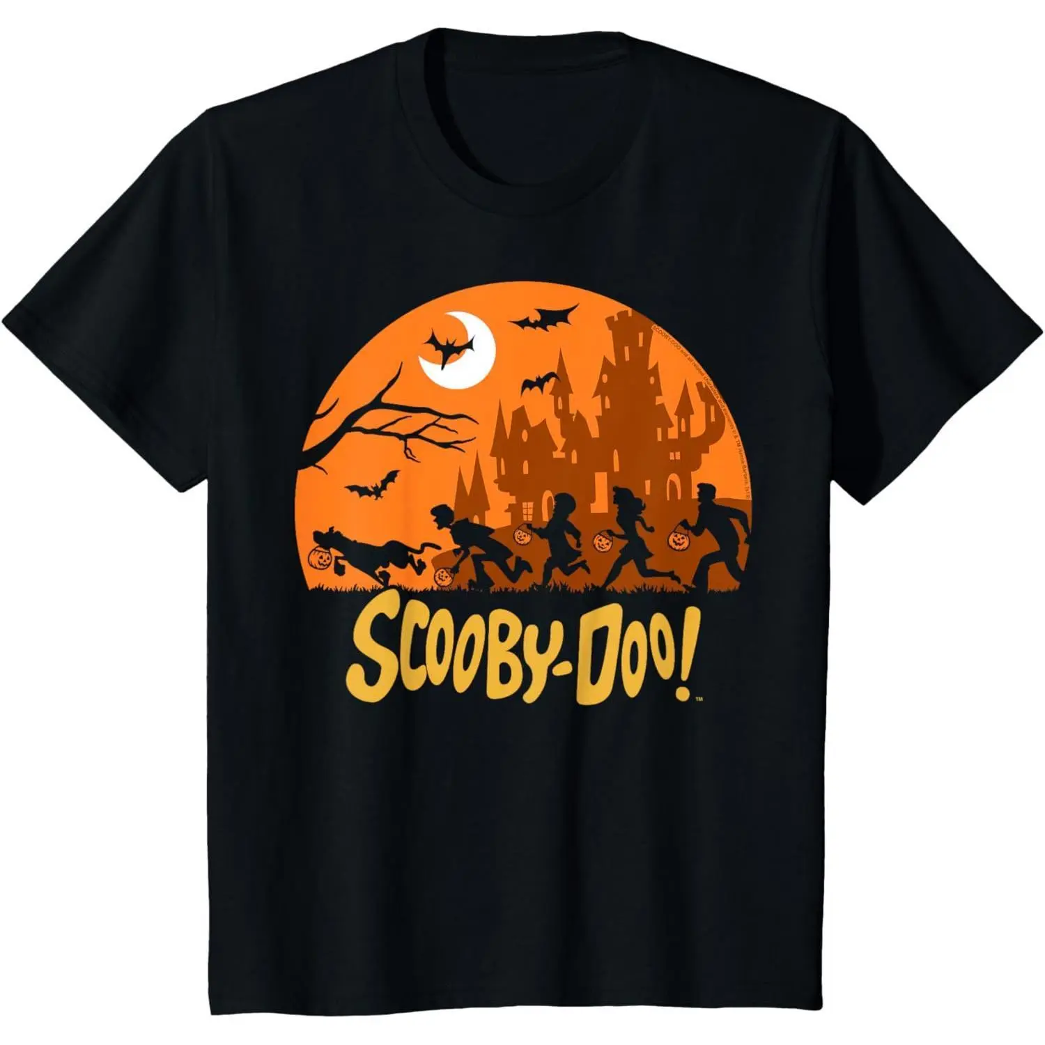 Men's Graphic T-shirt | Scooby-Doo Gang Silhouette Print, Casual Short-Sleeve Lightweight 100% Natural Cotton Top for Sports & Daily Wear, Fabric, Fashion Apparel, Regular Fit, Cartoon Style, Graphic Logo, Streetwear, Shortsleeve, Tshirt, Menswear, Soft,,
