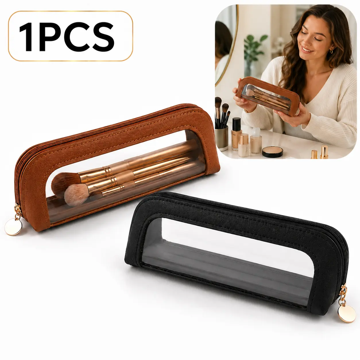 Makeup Brush Organizer Bag, Portable Cosmetic Brush Storage Case, Travel Beauty Tool Holder Pouch for Makeup Brushes