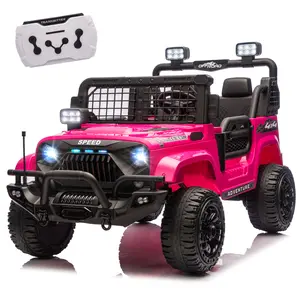 24V 2-Seater Kids Ride-On Electric Jeep - 4WD with 2*80W Motors, 4-Wheel Suspension, Remote Control, LED Headlights, Bluetooth Music & Safety Belt, 20in Wide Seat Toddler Truck Car for Indoor Outdoor Play, Gift for Boys Girls Ages 3-8