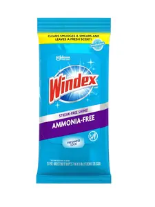 Wipes Glass Cleaning Ammonia Free, Pre-Moistened Wipes for Cleaning All Glass Surfaces, Crystal Rain Fresh Scent, 25 Count