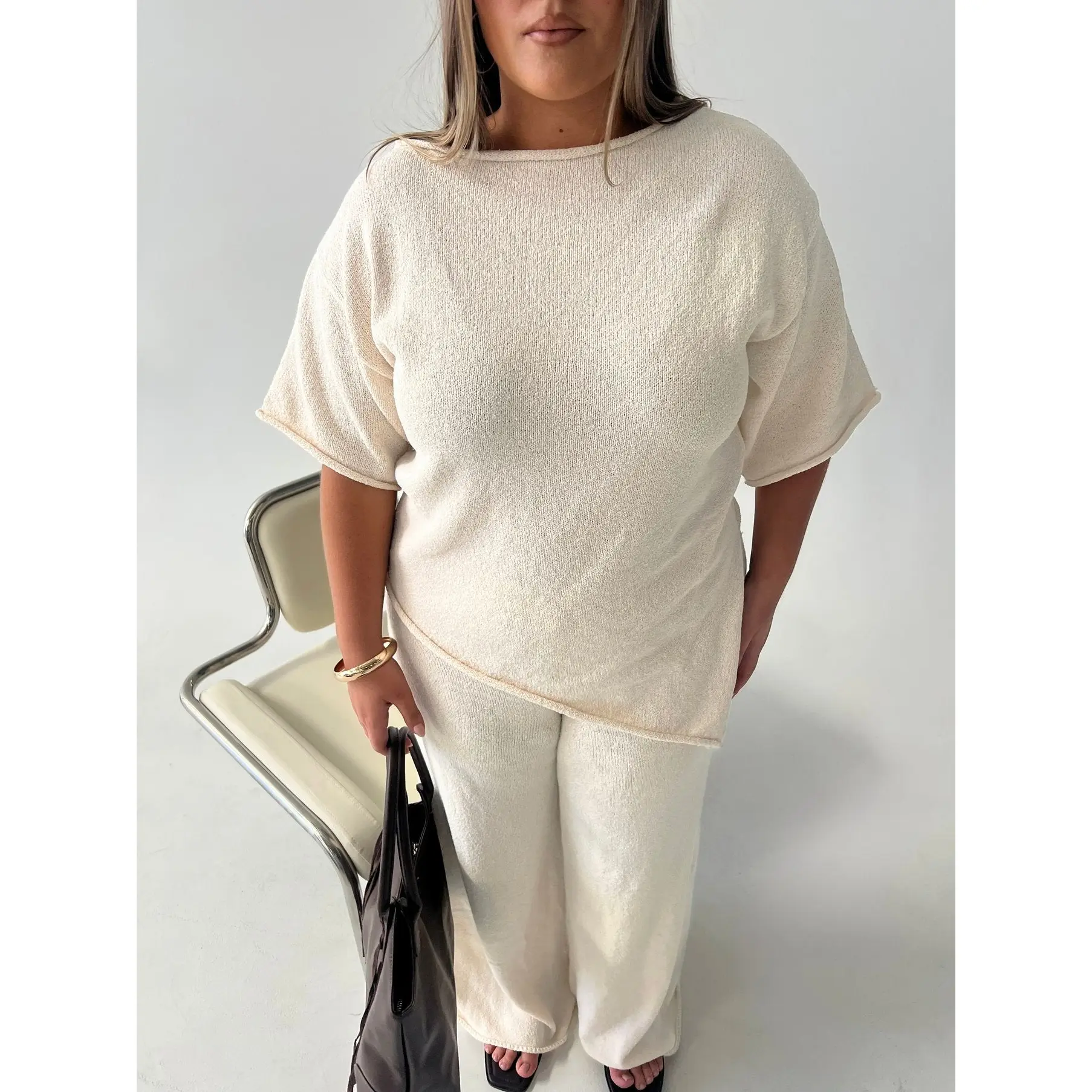 Amelise Knit Poncho Beige Curve