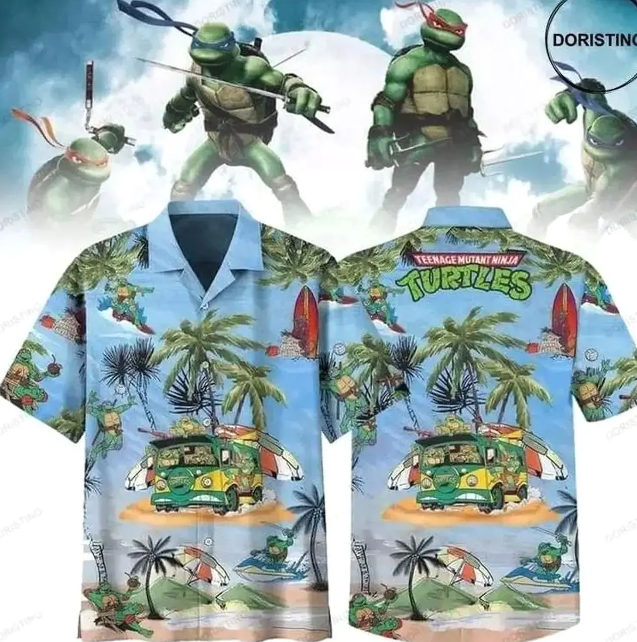 Turtles Teenage Mutant Ninja Print Awesome Hawaiian Shirt