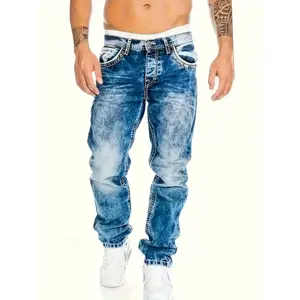 Men's slim fit elastic denim jeans, ripped jeans, fashionable casual comfortable pants, classic street style cotton fabricRAIMENTRY