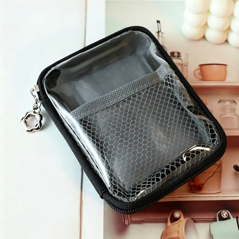 Small Clear Makeup Bag for Purse Travel Cosmetic Case Transparent Toiletry Bag with Zipper, Portable Make Up Organizer Traveling Compact Car Bag for Essentials, Cosmetic Travel Bags Cosmetics Bag