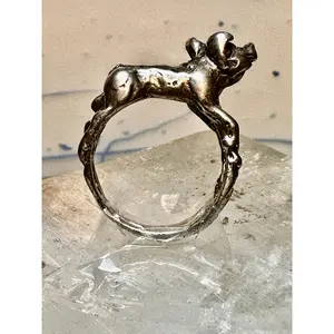 Pig ring pig band size 6.75 sterling silver women