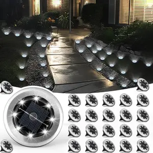 Pacilack 24 Pack Waterproof Outdoor Ground Lights, Solar Pathway Lights, IP44 Waterproof, LED Landscape Garden Lights for Yard, Driveway, Walkway (Cool/Warm White)