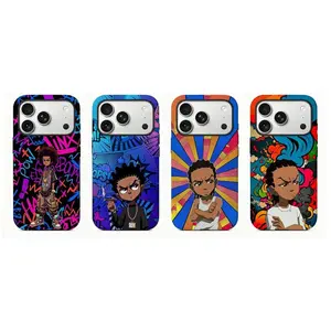 [No magnetic]  The Boondocks Huey Freeman Phone Case,Graffiti & Comic Print Aesthetic Dual-Layer design durable phone Cover,for iPhone 17 16 15 14 13 12 11 8 7 for Samsung Series,Shockproof Protective hard Cover,perfect gift for fans