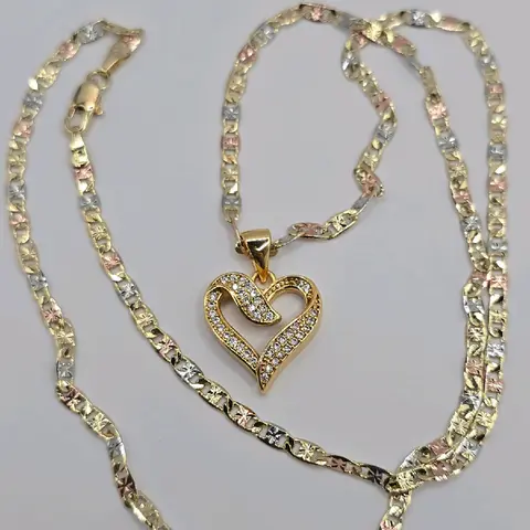 Heart  clear stone's Beautiful Chain  gold-plated three colors fashion style