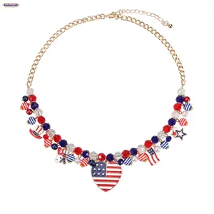 American Flag Butterfly Pendant Necklace for Women, Patriotic 4th of July Necklace, Cute Lightweight Jewelry for Independence Day Party, Parade and Holiday Gift