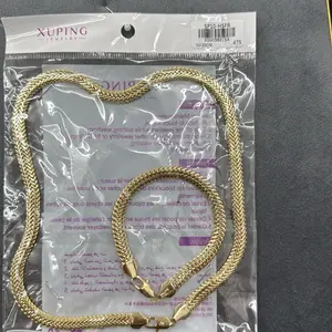 Xuping Jewelry Set Cadena y Pulsera Tone Braided Design for Women SP10-H5FR Gold Plated Fashion Accessories