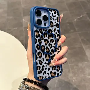 Magnetic Stylish Case for iPhone 17 16 E Pro Max 15 Plus 14 13 12 11 XS XR, Aesthetic Leopard Print White Vibes | Lightweight, Shockproof, Silicone, Scratch Resistant, and Cute