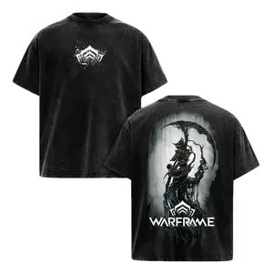 Warframe Sci Fi Graphic Tee, Oversized Heavyweight Cotton Tees, Vintage Washed Acid Wash Y2K, Space Explorer Design, Gaming Fan Gift, Game Merch, Gift For Warframe Fans