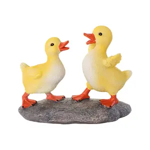 New Two Duck Realistic Animal Figurines, Outdoor Garden Planter Balcony Lawn Resin Craft Decorations, Elegant Yard Ornament Set
