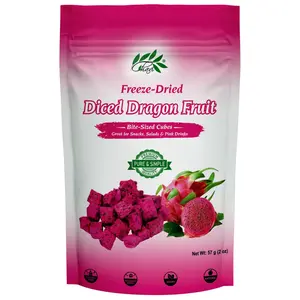 CHAVI Freeze-Dried Diced Dragon Fruit Snack - 2 Oz - Healthy 1 Ingredient Superfood - No Added Sugars or Preservatives - Non-GMO, Vegan, Gluten-Free