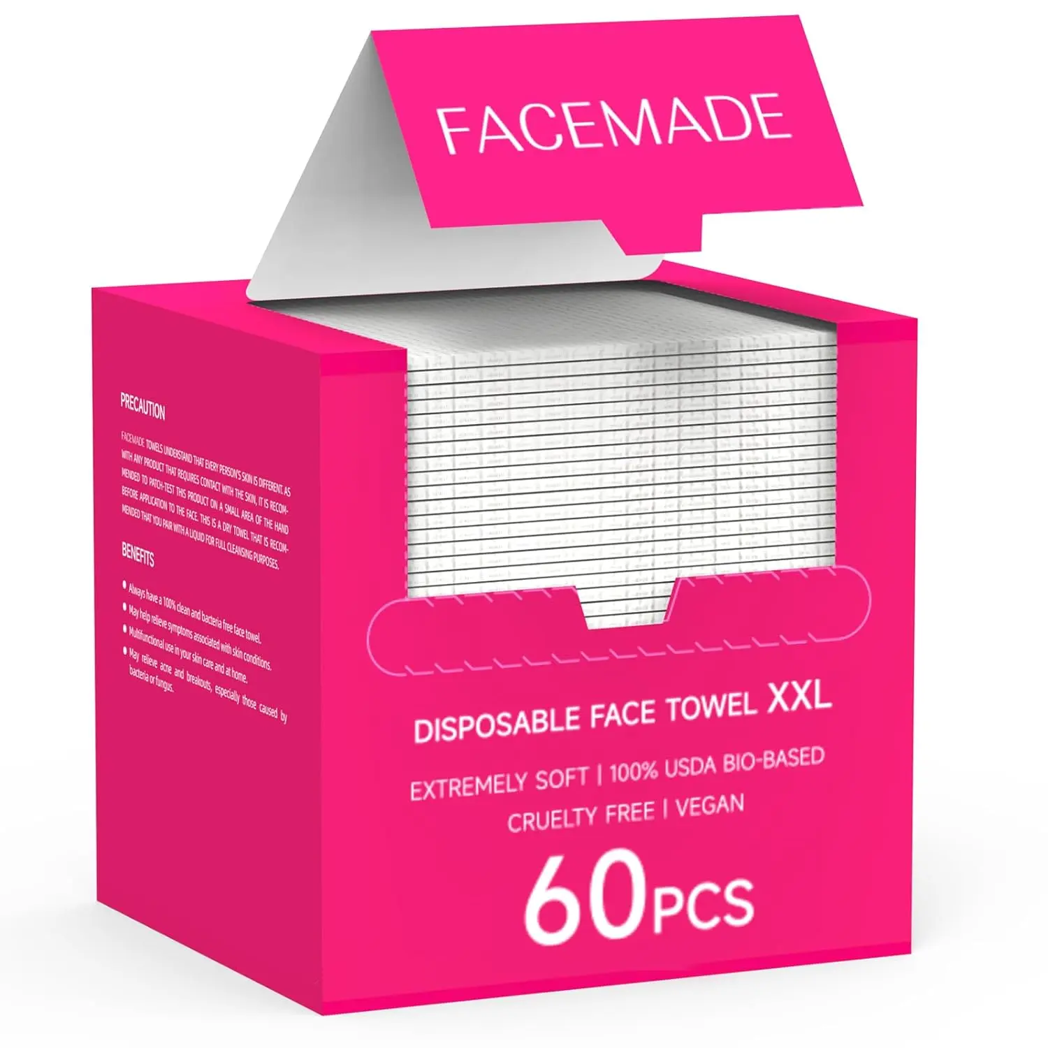 FACEMADE 100% USDA Bio-Based Disposable Travel Face Towels