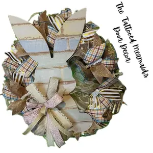 Easter Bunny Deco Mesh Wreath - Decorative Wreath with Bunny Design, Assorted Colors, and Ribbons