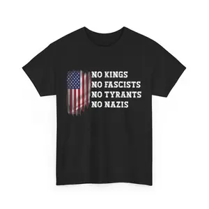 No Kings No Fascists No Tyran T-Shirt, No Kings in America USA Flag Shirt, Anti Trump Shirt, Political Shirts, Anti Maga Shirts, Crown No Kings Shirt, Protest Shirts, Nope Kings Shirt