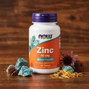 NOW Foods Zinc 50 mg (Zinc Gluconate) Tablets for Immune Support and Enzyme Function, 100 Count Supplement, High Potency, Non GMO, Gluten Free, Made in USA