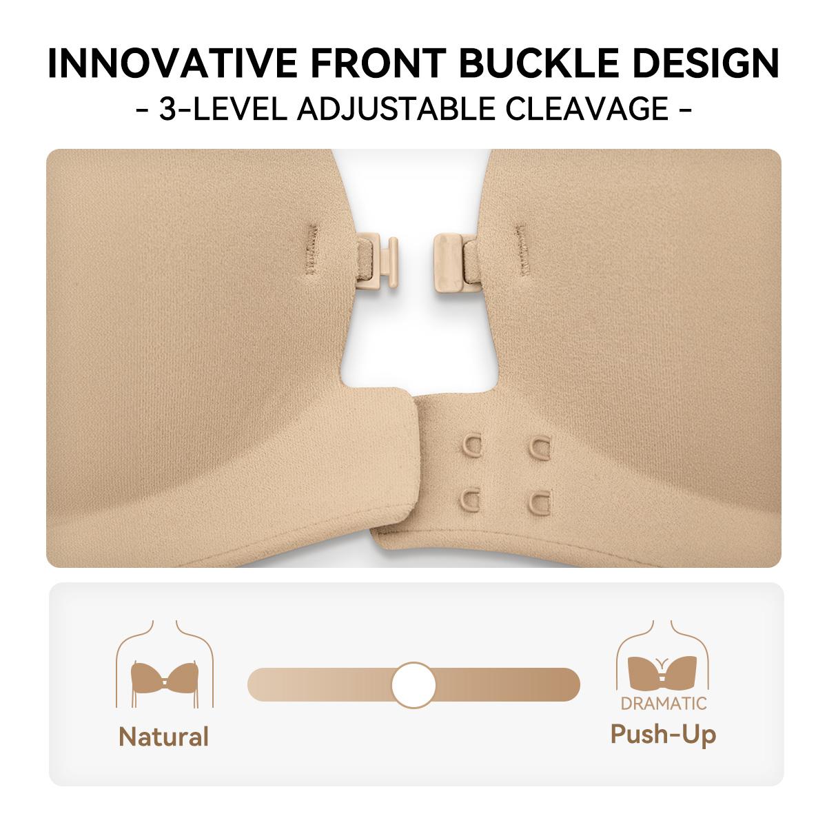LUCKMEEY Womens Strapless Front Closure Bra Push Up Lift Bra Padded Add Cup Non Slip Anti-Slip Grip & Removable Straps Fit Outfits Wireless Supportive Seamless Comfortable LUCKMEEY Womens Strapless Front Closure Bra Push Up Lift Bra Padded Add Cup Non Slip Anti-Slip Grip & Removable Straps Fit Outfits Wireless Supportive Seamless Comfortable