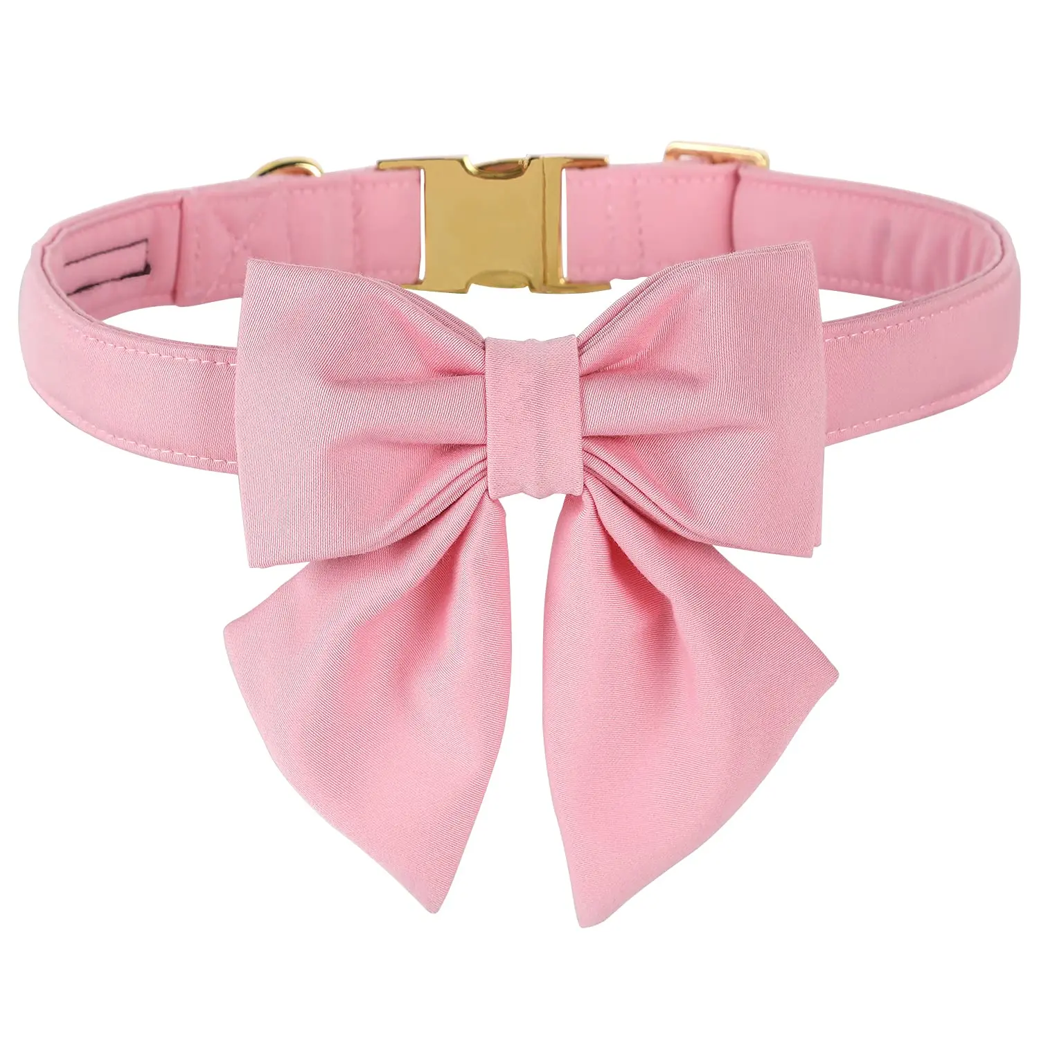 Maca Bates Cherry Pink Dog Collar with Cute Solid Sailor Bow Tie - Adjustable Breakaway Soft Collar for Extra Small Girl Boy Dogs, Girly & Durable with Metal Buckle for Female Male Puppy Pet
