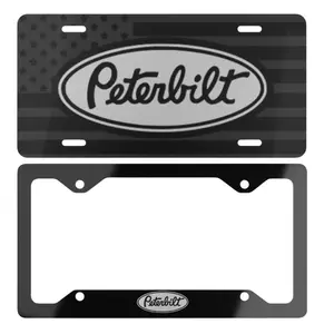 Peterbilt USA Flag License Plate & Plate Frame Car Decor Accessories US Market Unique Personalized Design Enhances Aesthetic Appeal Easy Install - Tag For Car - Car Accessories
