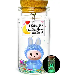 Anniversary Glow Labu Pun I Love You to the Moon and Back Message in Bottle Presents Cute Romantic Gifts for Him Her Boyfriend Girlfriend Husband Wife Couples Funny Valentines Christmas Birthday Gift