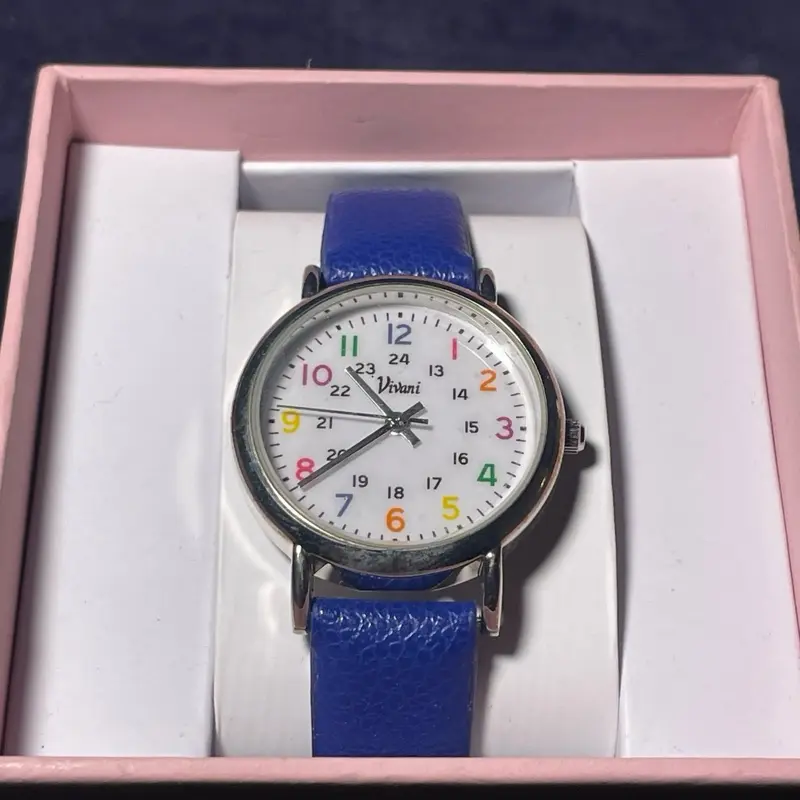 Women's Vivani Medical Nurse Watch Blue Strap Rainbow Numbers