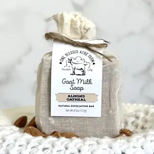 Almond Oatmeal Goat Milk Bar Soap, 4.5 oz Body Care Body Wash Cleansing Gentle For Skin Repair