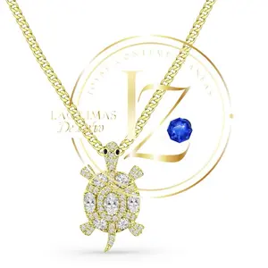 COD2007  Turtle Necklace with 20 inch Cuban Chain 3 mm Wide Gold Plated Pendant for Men Women