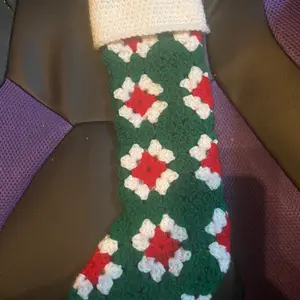 Crochet Granny Square Christmas Stocking Chirstams Colorful Decoration Chirstams