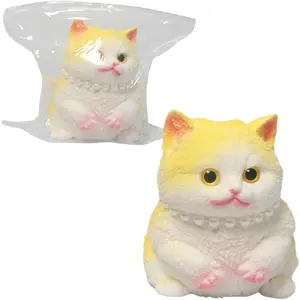 Household daily necessities 1pcs Yellow Big Squishy Cat Toy, Handmade Large Cute Soft Cat Funny Squeeze Toys for Stress Relief, Cat Shaped Squishy Toys,Cat Toy pet Simulation Cut cat Pinch Toy