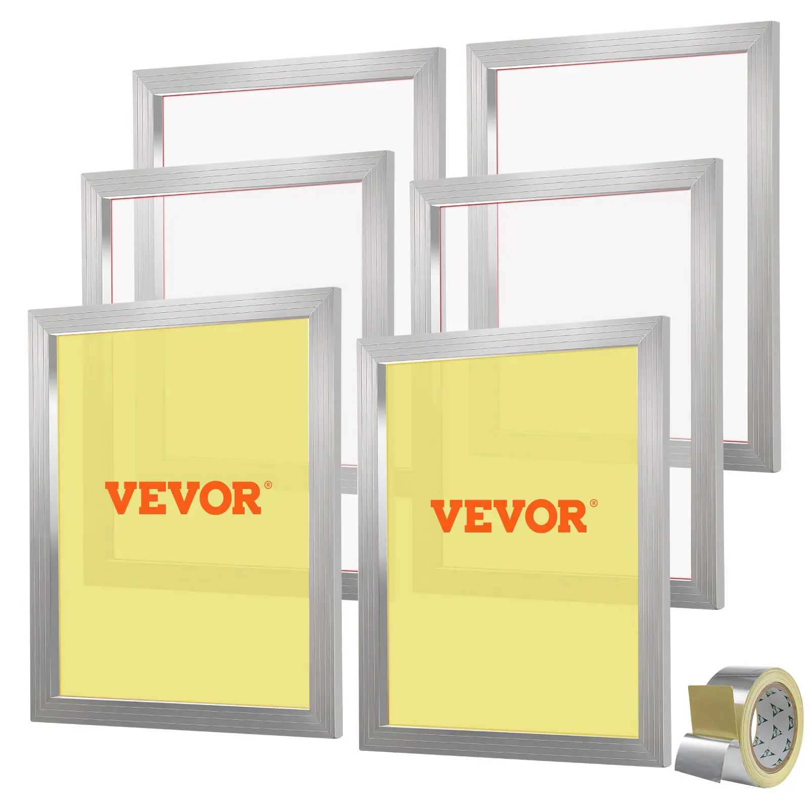 【Summerfinds】VEVOR Screen Printing Kit, 6 Pieces Aluminum Silk Screen Printing Frames, 20x24inch Silk Screen Printing Frame with 110 Count Mesh, High Tension Nylon Mesh and Sealing Tape for T-shirts DIY Printing