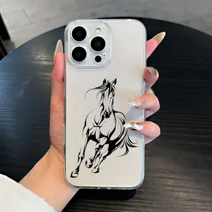 A transparent phone case with a horse-themed anime design, TPU shockproof full protection case suitable for iPhone 17/16/15/14/13/12/11 PRO MAX PLUS AIR E XS and PROMAX XR, an ideal gift for friends and family, ZB359